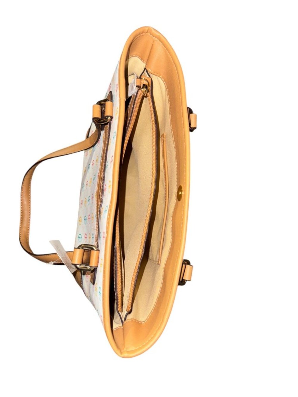 Giani Bernini Multicolor Logo Shoulder Bag Leather Trim & Handles Organizer - Picture 9 of 10